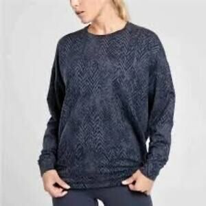 Athleta  Studio to Street Sweatshirt Blue Herringbone Size XXS